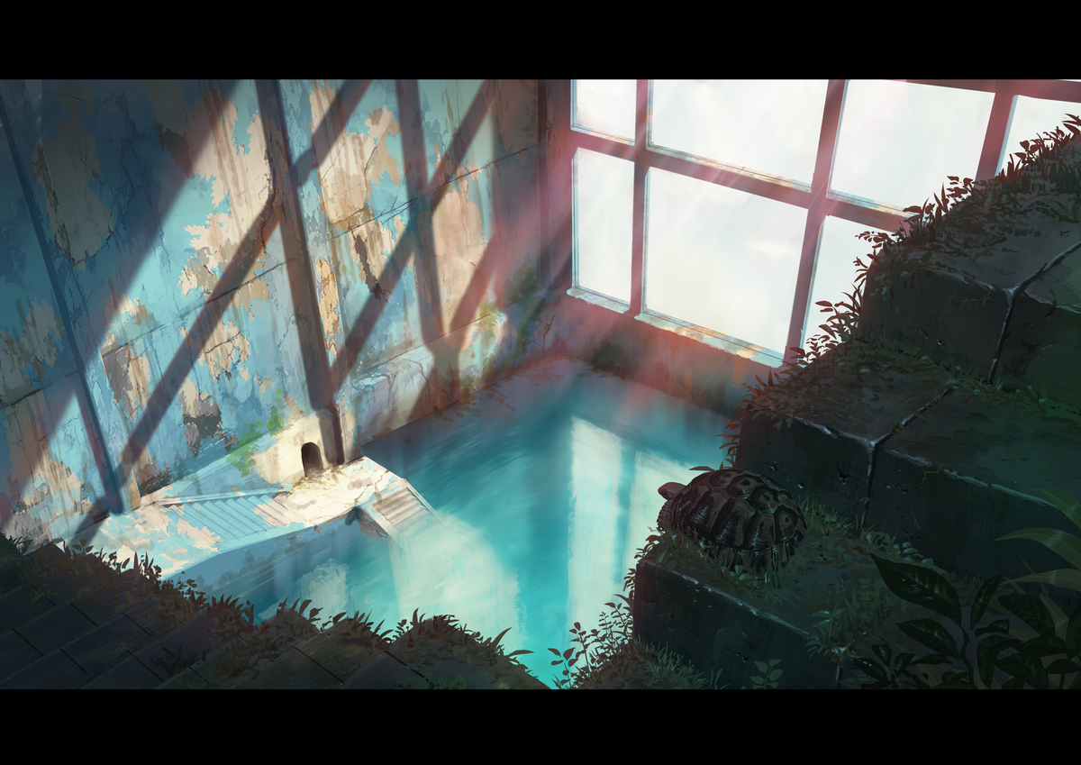 This is a pixiv picture whose title is ぺちと青い部屋.
