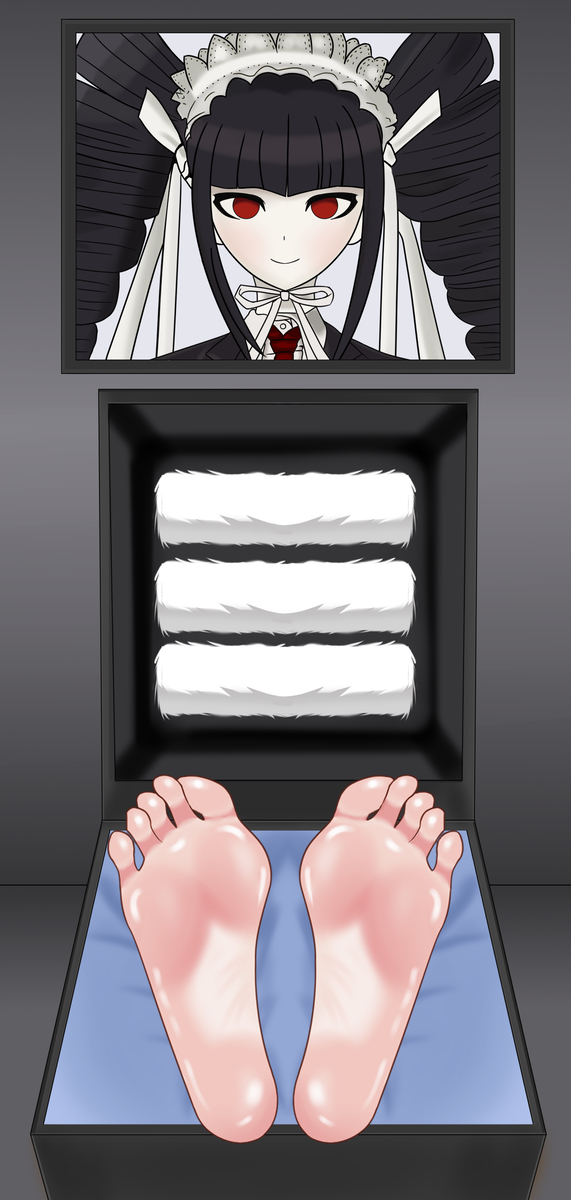 This is a pixiv picture whose title is 塞蕾丝足盒调教.
