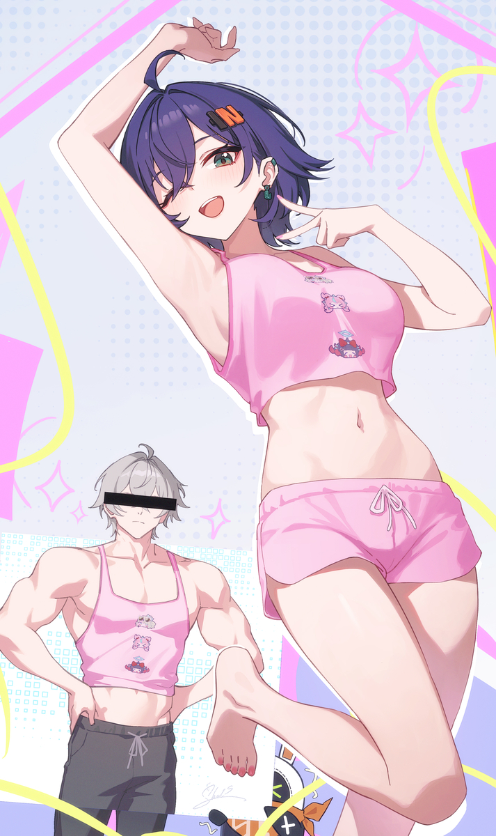 This is a pixiv picture whose title is 兄妹のコラボ衣装.