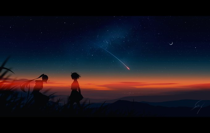 This is a pixiv picture whose title is sundown.