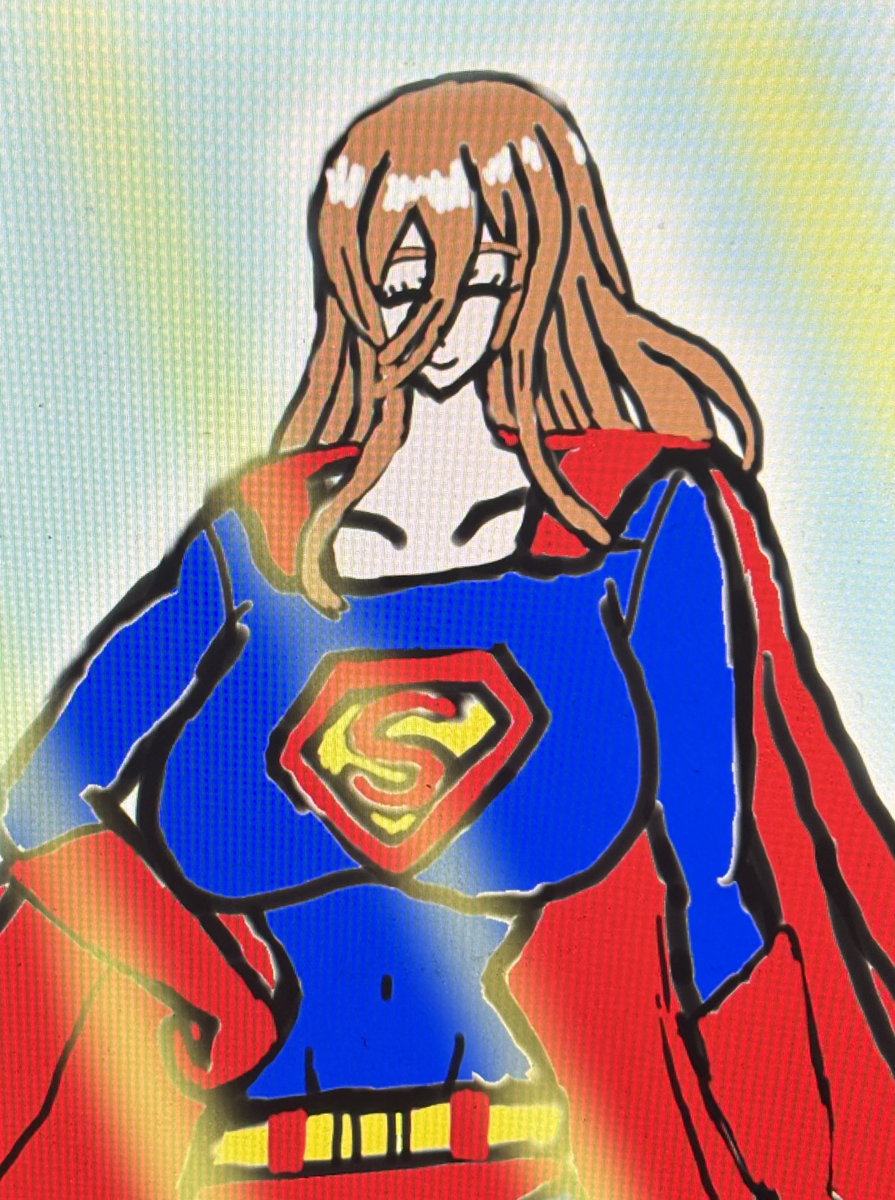 This is a pixiv picture whose title is スーパーガール・中野三玖💙✨🦸‍♀️✨💙.