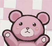 田舎のピンクのくま